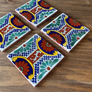Cute Coasters Mexican Tile Set of 4 - Hacienda Style Talavera Decor - Coaster Set