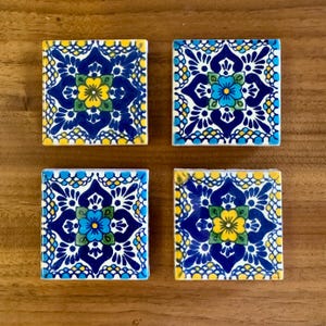 Talavera Mexikanische Fliesenmagnete: Wohnkultur im spanischen Stil, 4er-Set