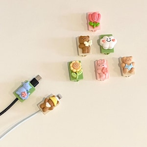 Cute colourful cartoon Charging Cable  Protector | cable holder| bear flower cat cable protector | kawaii