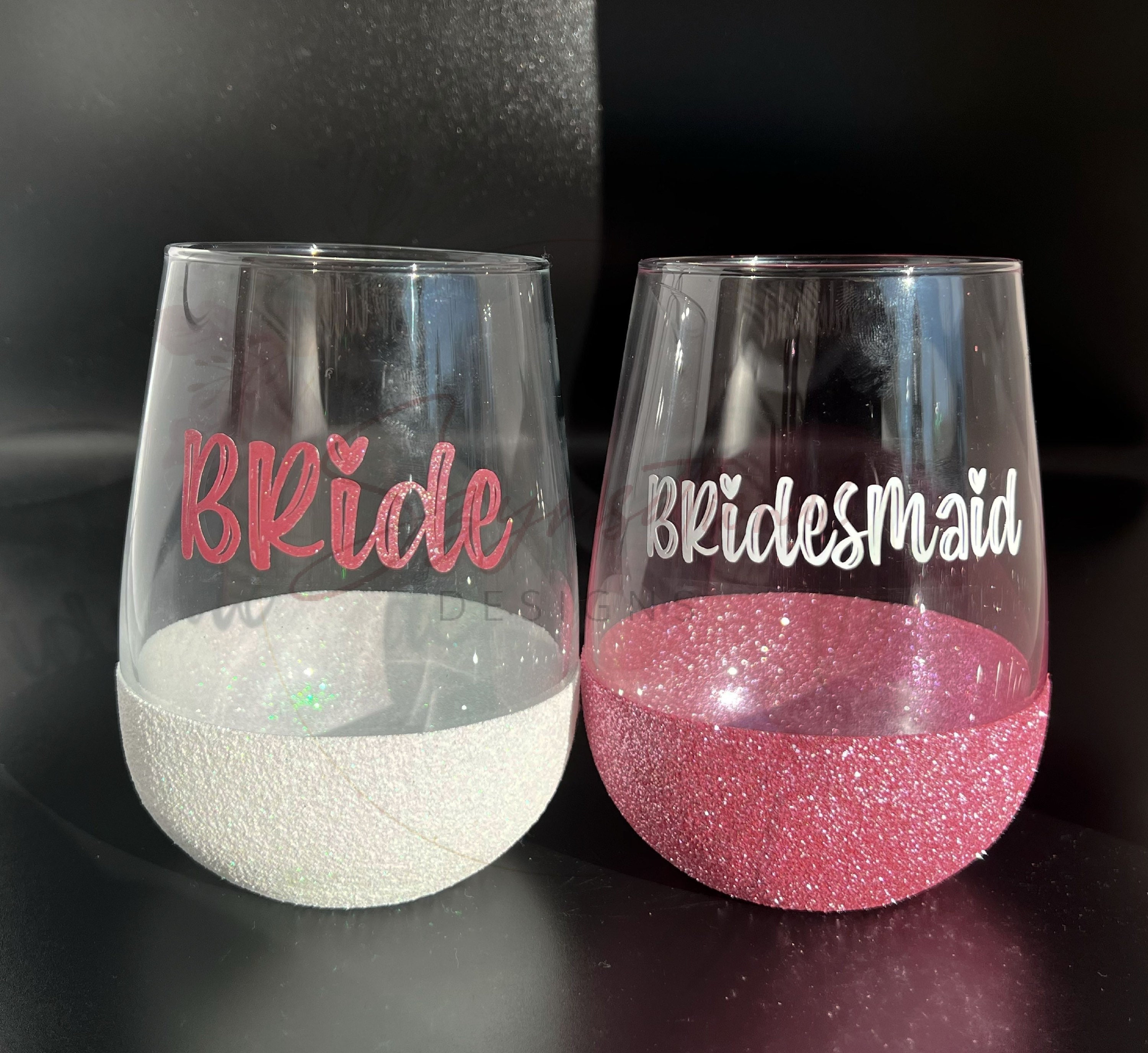 Bridal Glitter Wine Glasses