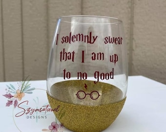 Up to No Good Glitter Wine Glass | 20oz Glass