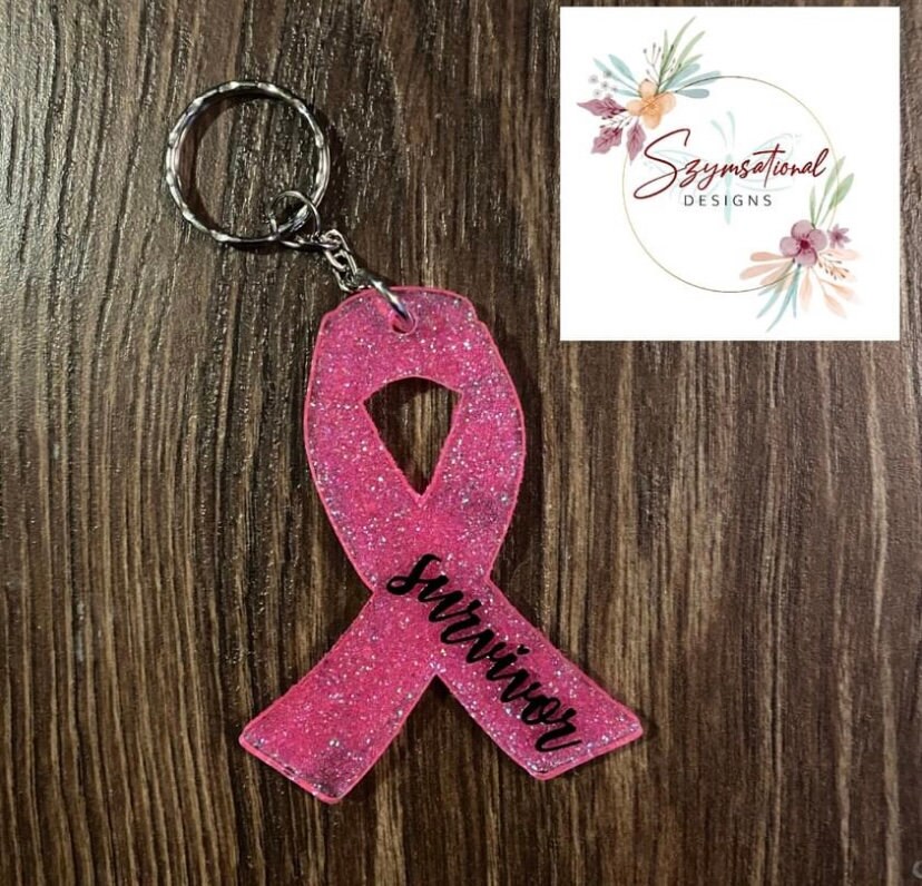 Cancer Ribbon Keychain Etsy