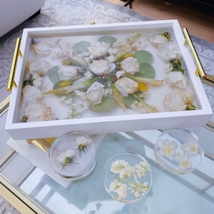 Custom White Wooden Wedding Flower Preservation Tray | Flower Preservation | Bridal Bouquet Preservation | Bridal Gift | Funeral Flowers