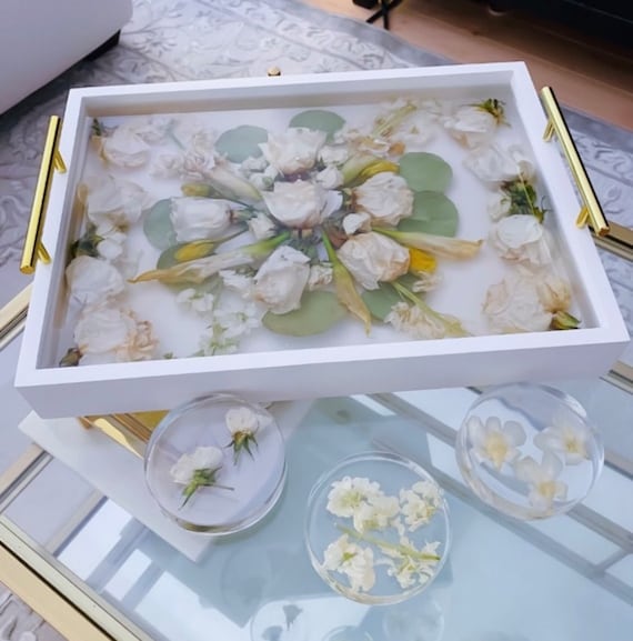 Custom White Wooden Wedding Flower Preservation Tray | Flower Preservation | Bridal Bouquet Preservation | Bridal Gift | Funeral Flowers