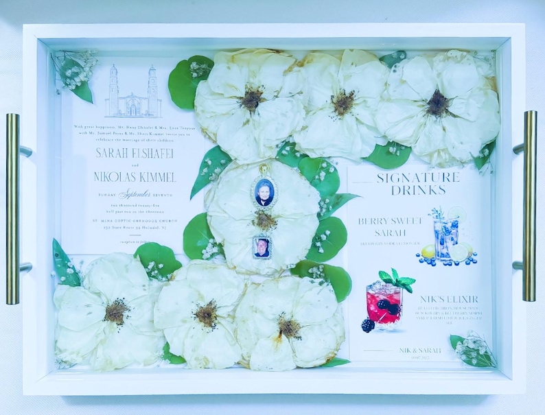 Custom White Wooden Wedding Flower Preservation Tray | Flower Preservation | Bridal Bouquet Preservation | Bridal Gift | Funeral Flowers image 11