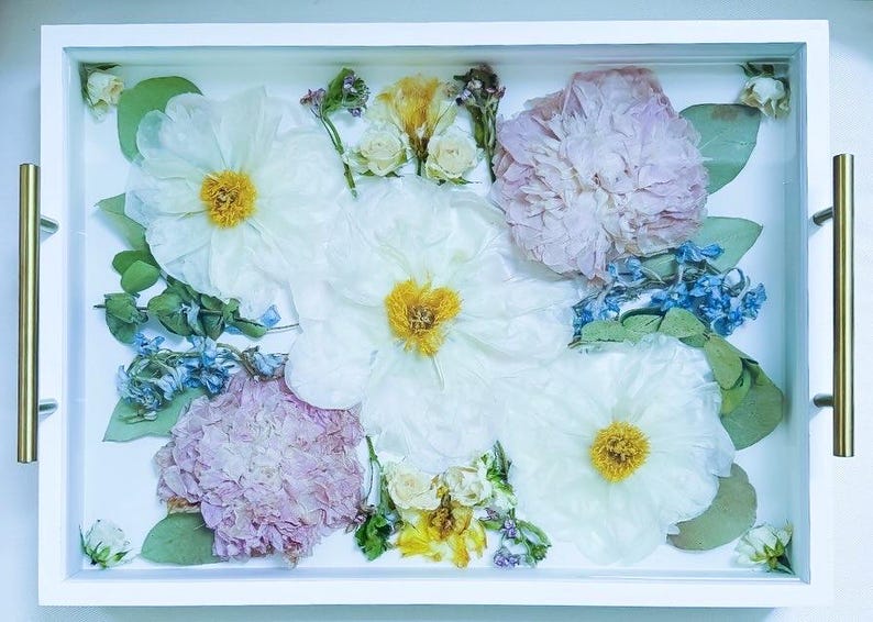 Custom White Wooden Wedding Flower Preservation Tray | Flower Preservation | Bridal Bouquet Preservation | Bridal Gift | Funeral Flowers image 3
