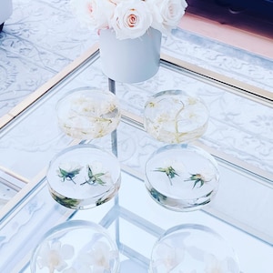 Custom Preserved flower coaster, Wedding bouquet preservation, Gift for bride, Wedding Gift, Resin Coasters, Flower preservation, Keepsake
