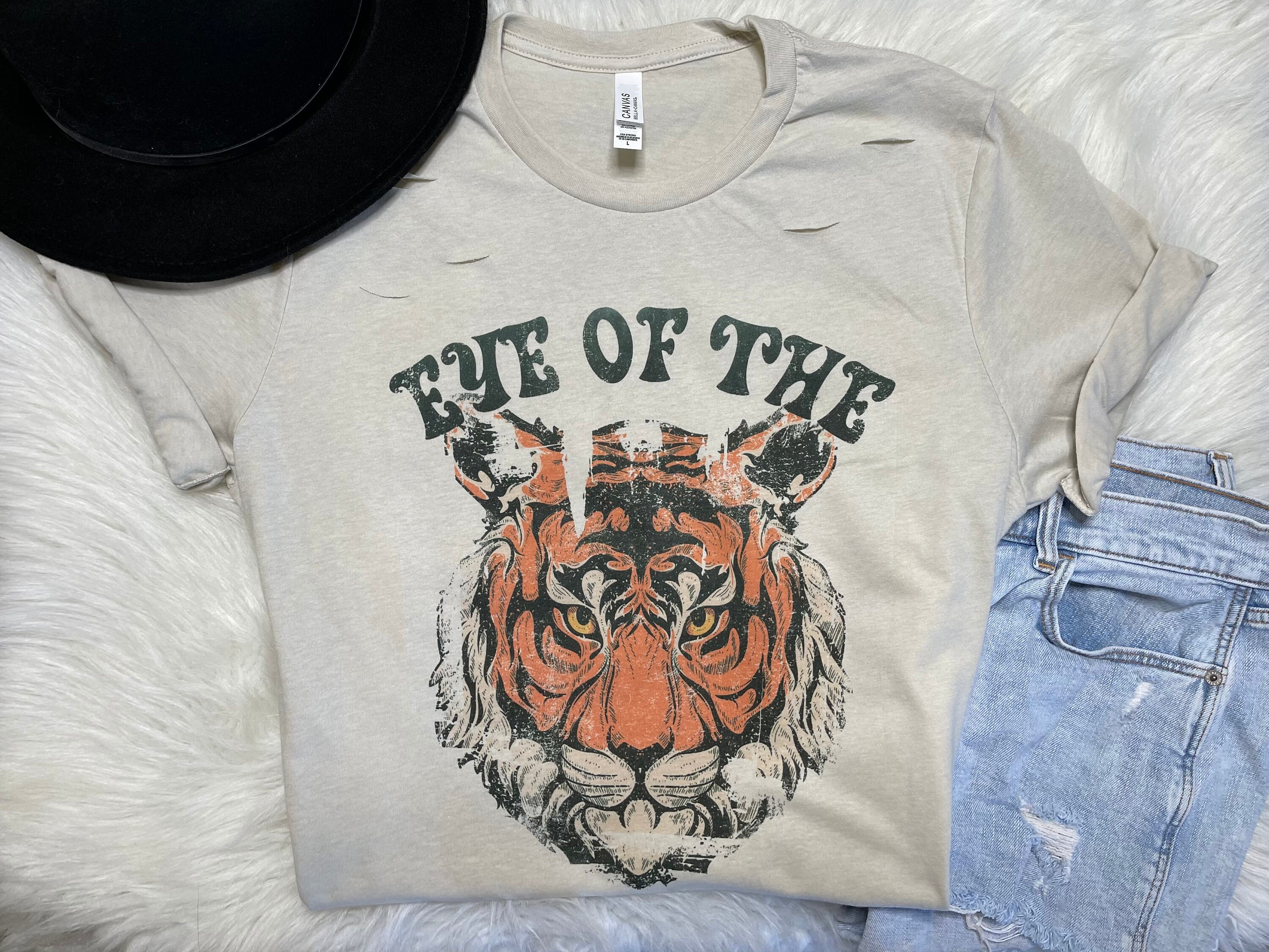 Eye of the Tiger Rocker Tee Vintage Style Distressed Tee | Etsy