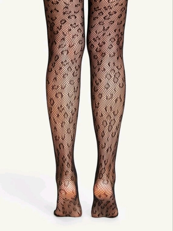 leopard fishnet tights