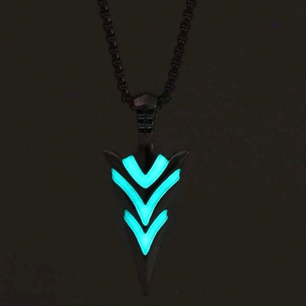 Luminous Mens necklace, Glow in the dark Mens accessories, Mens arrow pendant necklace