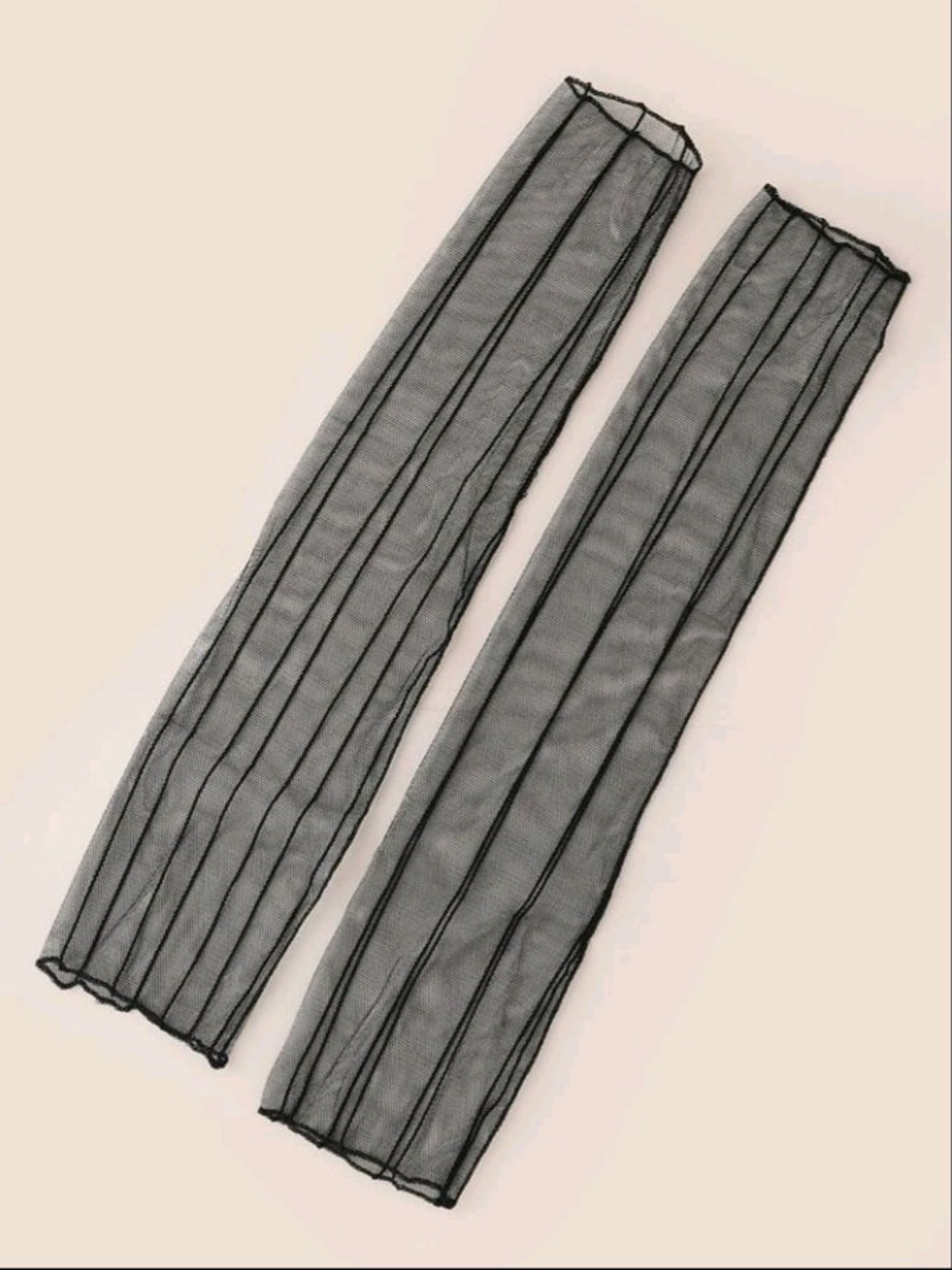 Black Striped Mesh Sleeves Arm Warmer Sleeves Long Arm Etsy