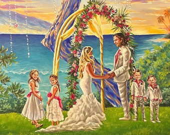 Live Wedding Ceremony or Reception Oil Painting