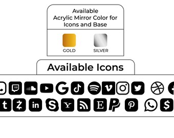 Gold and Silver Mirrored Social Media Icons Payment Icons