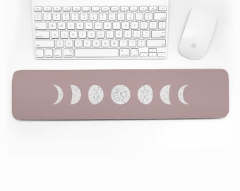 Keyboard Wrist Pad Rest in Rose Quartz (Moon Phase Design) | Office/Desk Accessory | Birthday/Anniversary Gift | Gift for Her/Him