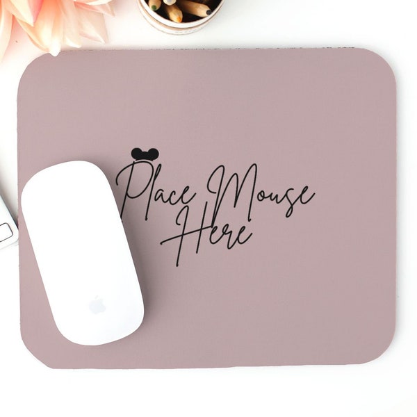 Mouse Pad Disney Mickey in Rose Quartz (Round or Rectangle) | Office/Desk Accessory | Birthday/Anniversary Gift | Gift for Her/Him