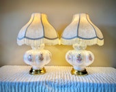 Pair of Opalescent Bubble Melon Three-Way Night Light Table Lamps