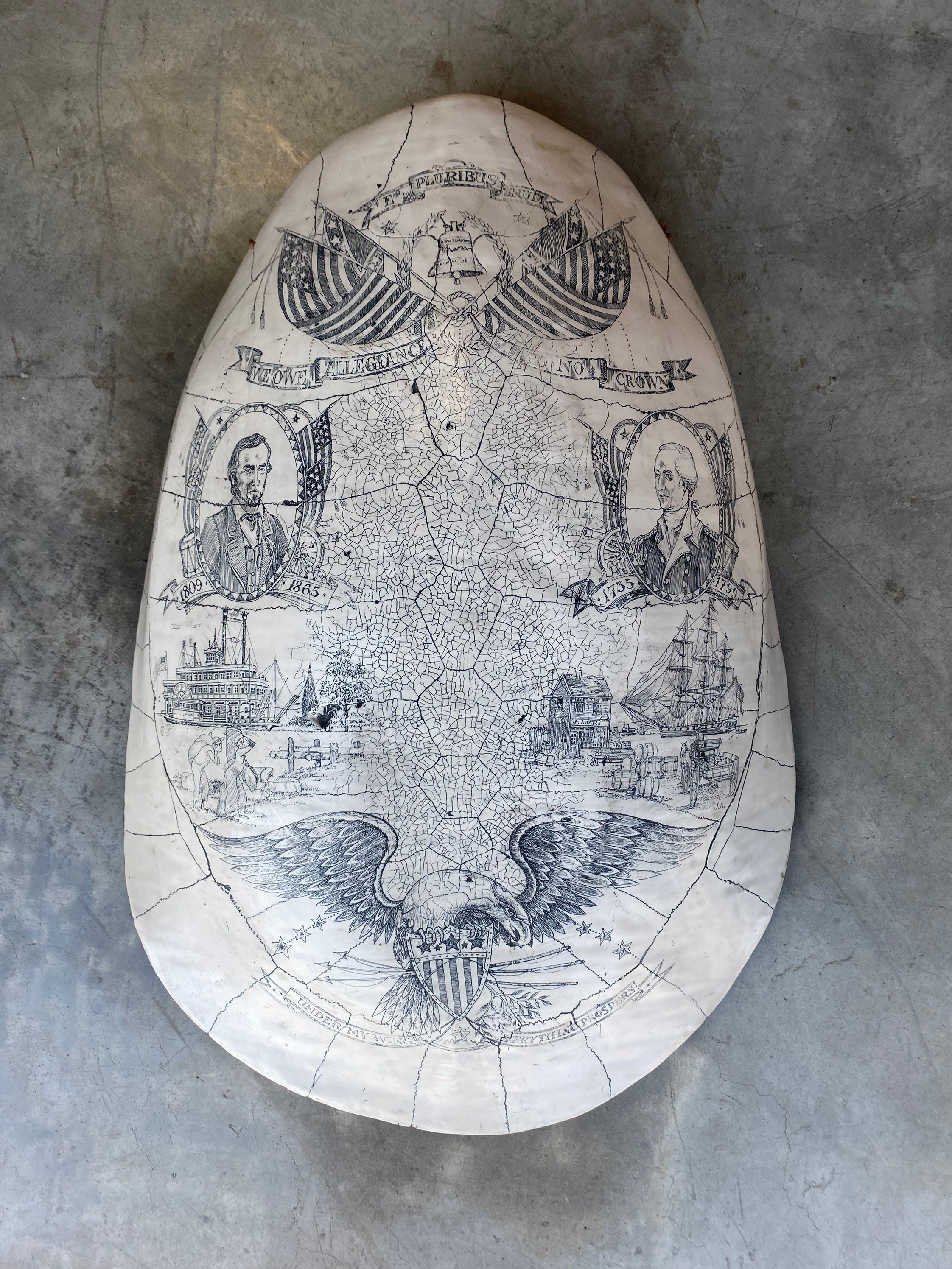 Art & Collectibles Faux Turtle Shell with Patriotic Skrimshaw Design ...