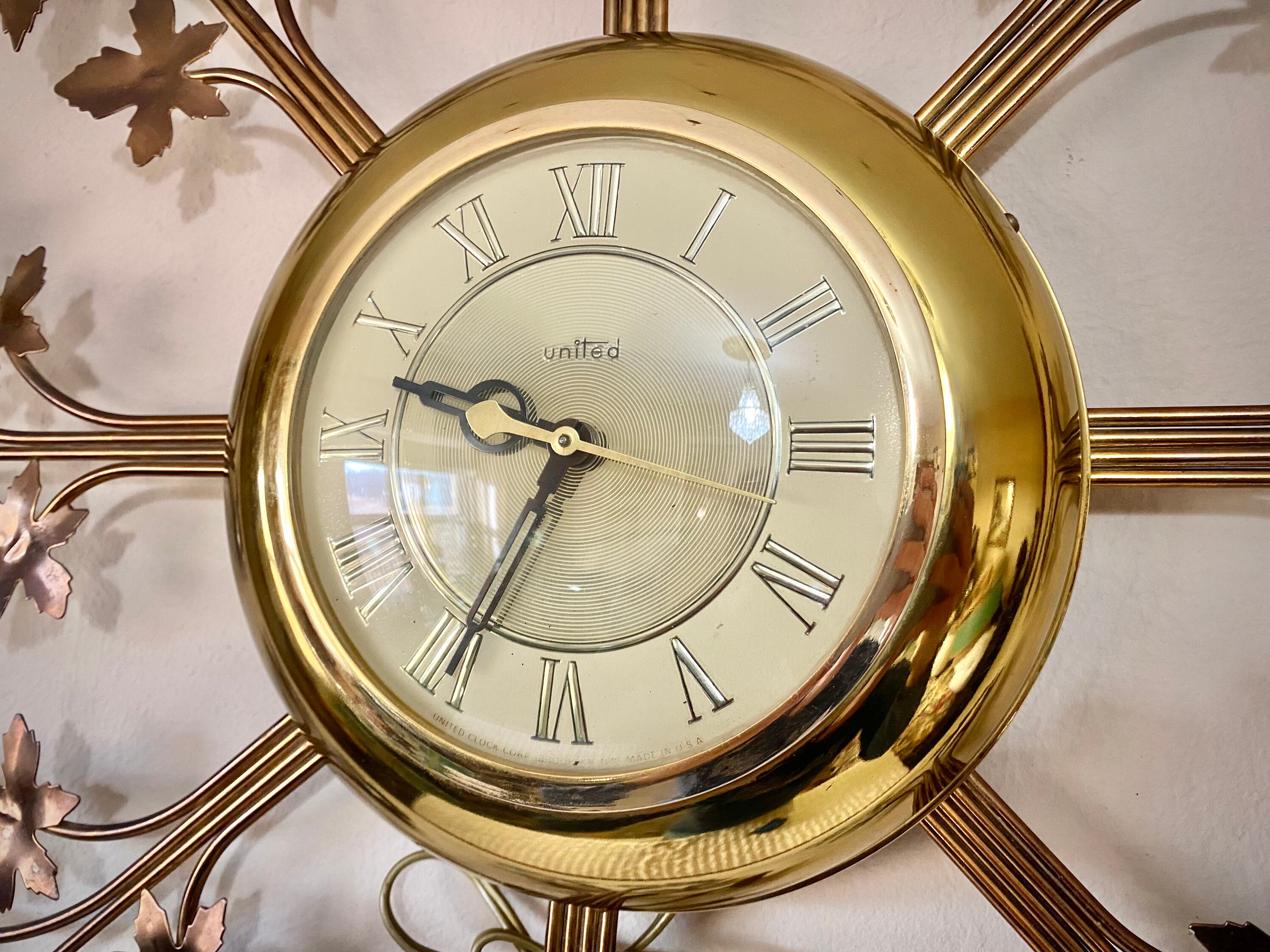 United Clock Model No. 20 Ivy Leaf Starburst Wall Clock Etsy