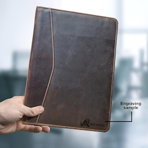 Classeur en cuir Padfolio Portfolio, organiseur de documents juridiques pour entretien, portfolio professionnel avec stylo carte de visite et support pour Ipad 14 x 10