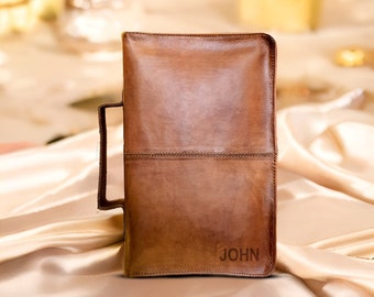 Personalized Leather Bible Cover, Handmade Book Cover, bible carrier, monogram bible cover, book protector, Christian gift idea