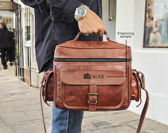 Personalized Leather Camera Bag: DSLR, SLR, Mirrorless Camera Case