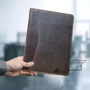 Porte-documents personnalisé en cuir de buffle avec porte-stylo, porte-livre, porte-chèques et porte-cartes Organiseur d'affaires exécutif, 35 x 10 po.