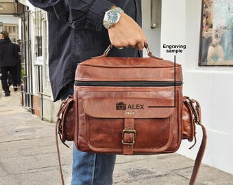 Personalized Leather Camera Bag: DSLR, Mirrorless - BuniqDesigns