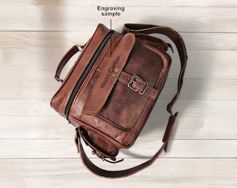 Personalized Leather Camera Bag, DSLR/SLR Mirrorless Camera Case, Unisex DSLR Messenger Bag