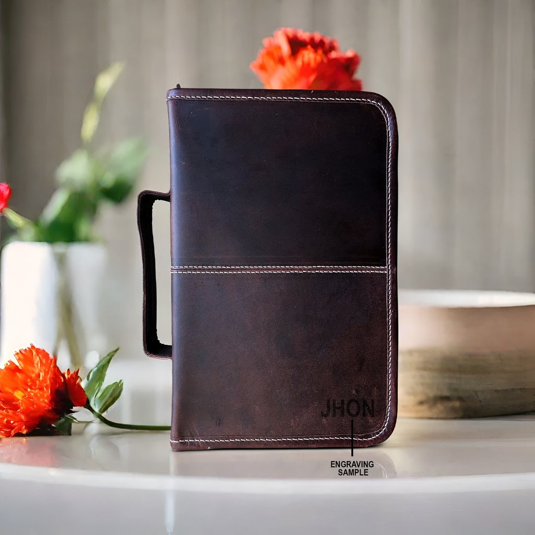 Custom Leather Bible Cover, Engraved Bible Cover, Customized Book Cover