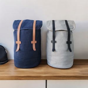 Sac à dos unisexe en toile avec lanières en cuir durable - Sac élégant, respectueux de l'environnement et polyvalent pour les voyages, l'école, les hommes, les femmes, les garçons et les filles