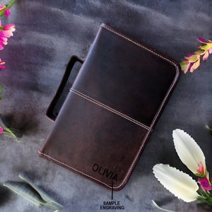 Couverture de la Bible en cuir, couverture du livre avec poignée et poche arrière Étui de la Bible juive Étui du journal Couverture du livre de la Bible Taille personnalisée
