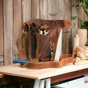 Personalized Leather Tool Belt for Florists, Electricians, Carpenters, Garden Tool Belt with 3 Pockets, Pruners Holder, Rake Holder, Unisex