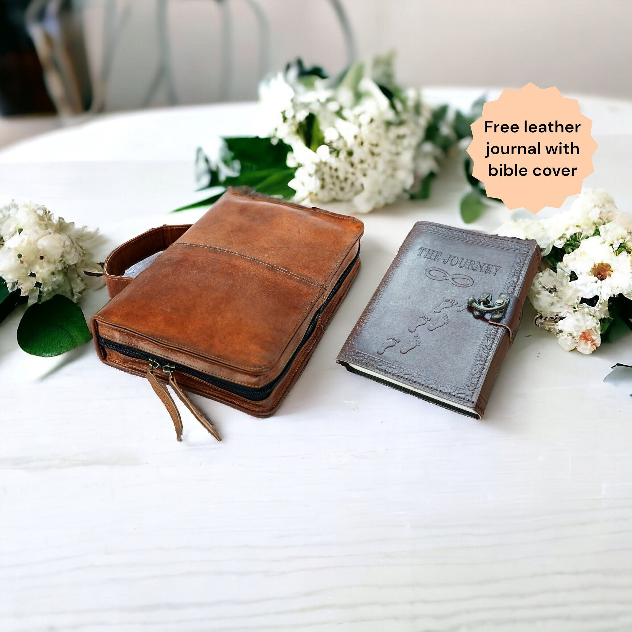 Personalized Leather Cover for Bible With Free Journal, Bible Book Case ...