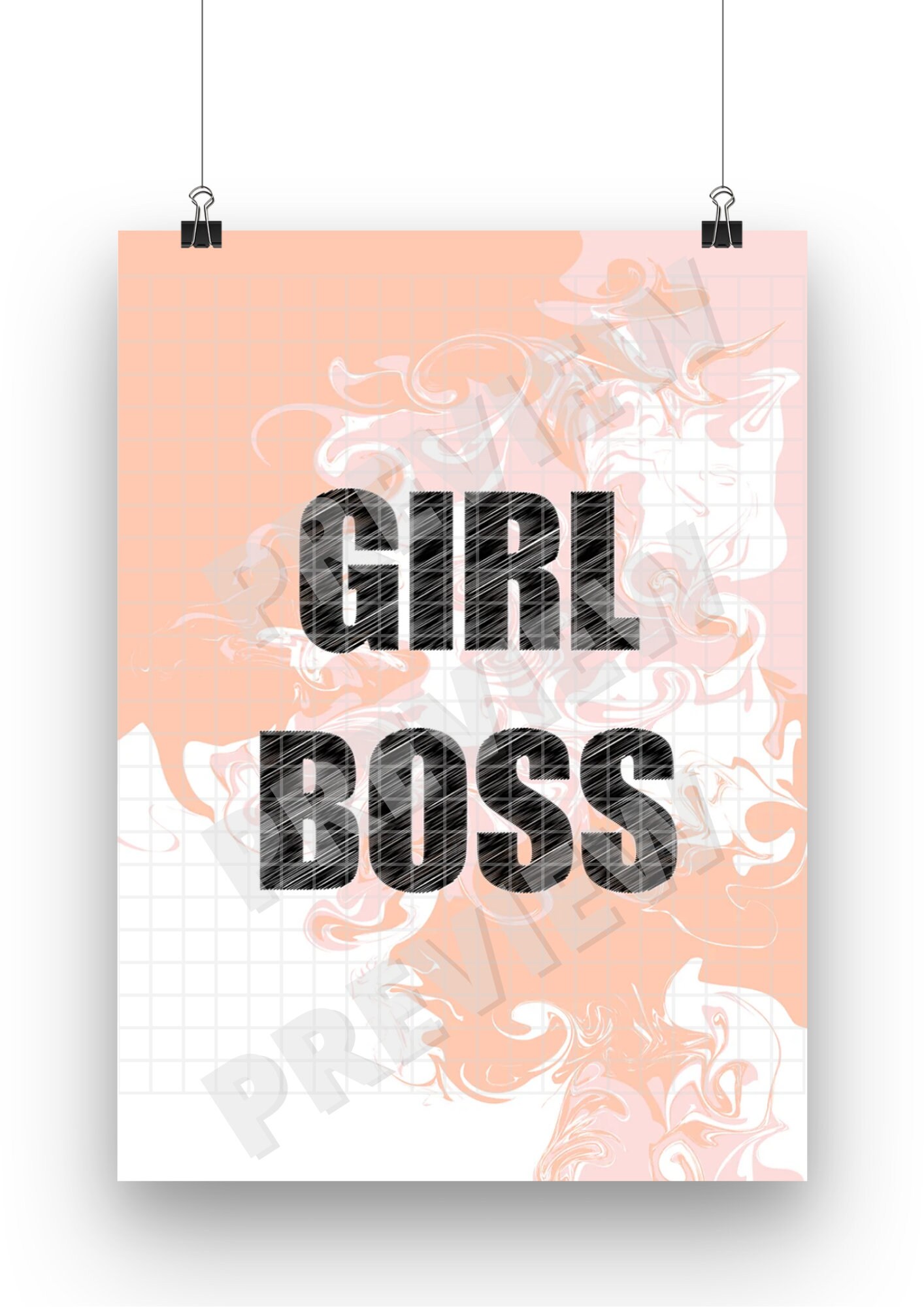 Girl Boss Art Print Post Printing Mural Art Etsy