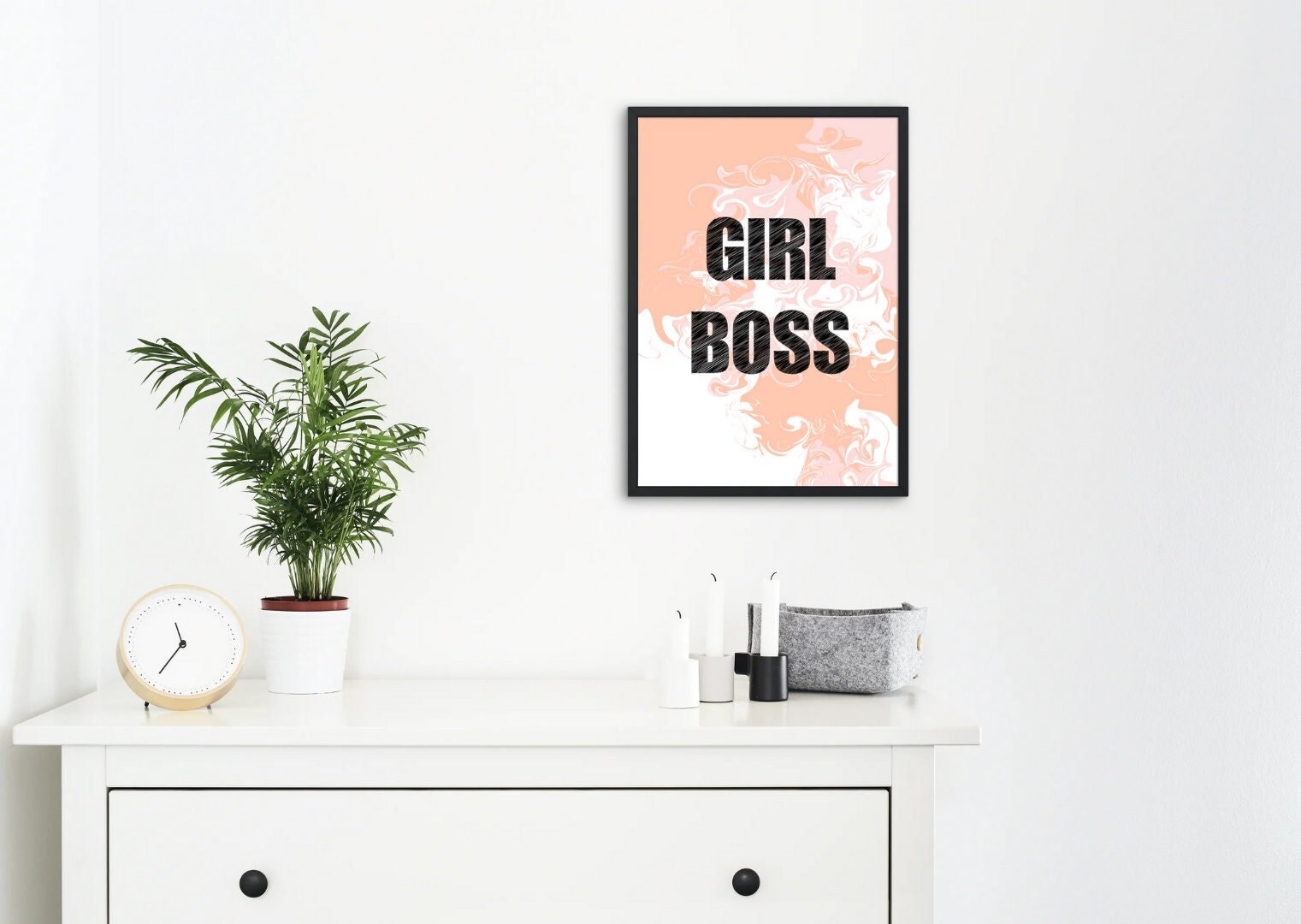 Girl Boss Art Print Post Printing Mural Art Etsy