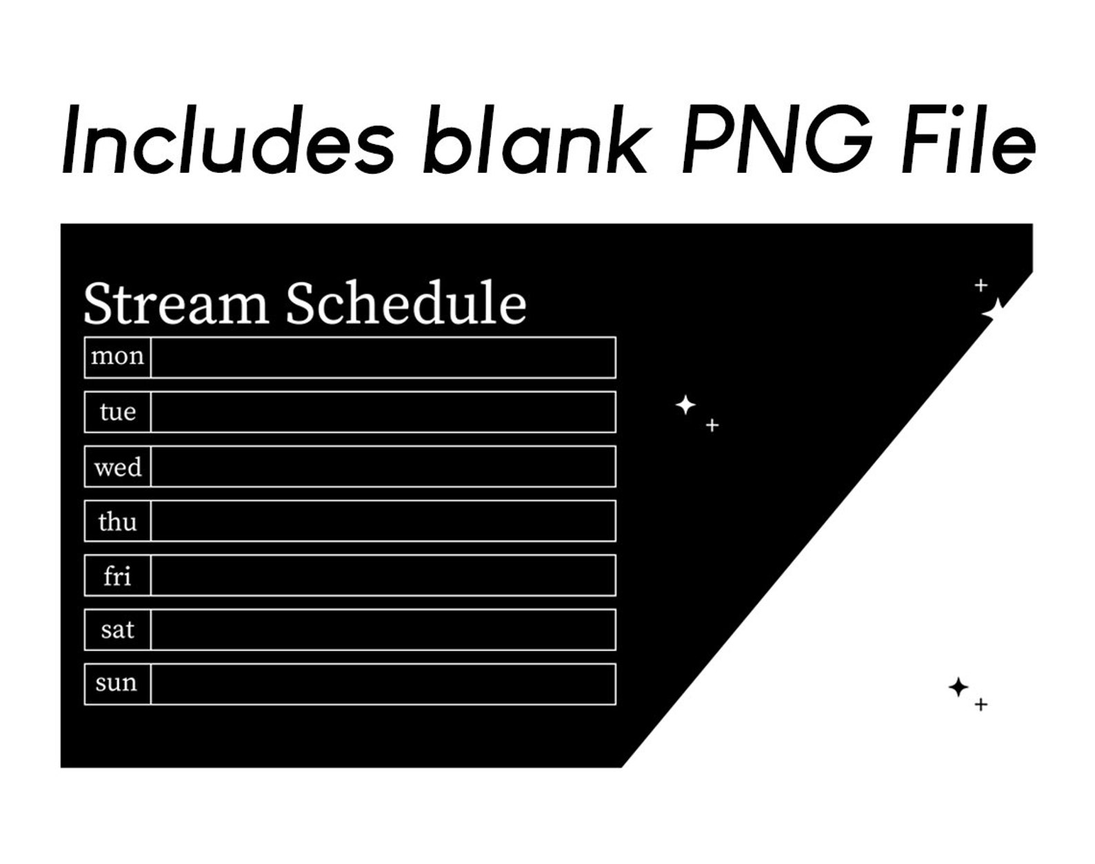 Twitch Schedule Template Streamer Graphics Vtuber Graphics Black