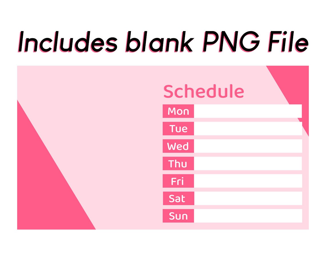 Twitch Schedule Template Streamer Graphics Vtuber Graphics Pink Etsy