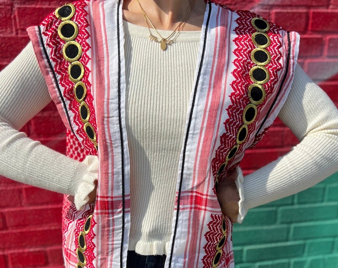 Arabic Shemagh Keffiyeh Jacket Kimono poncho tunic robe waistcoat short