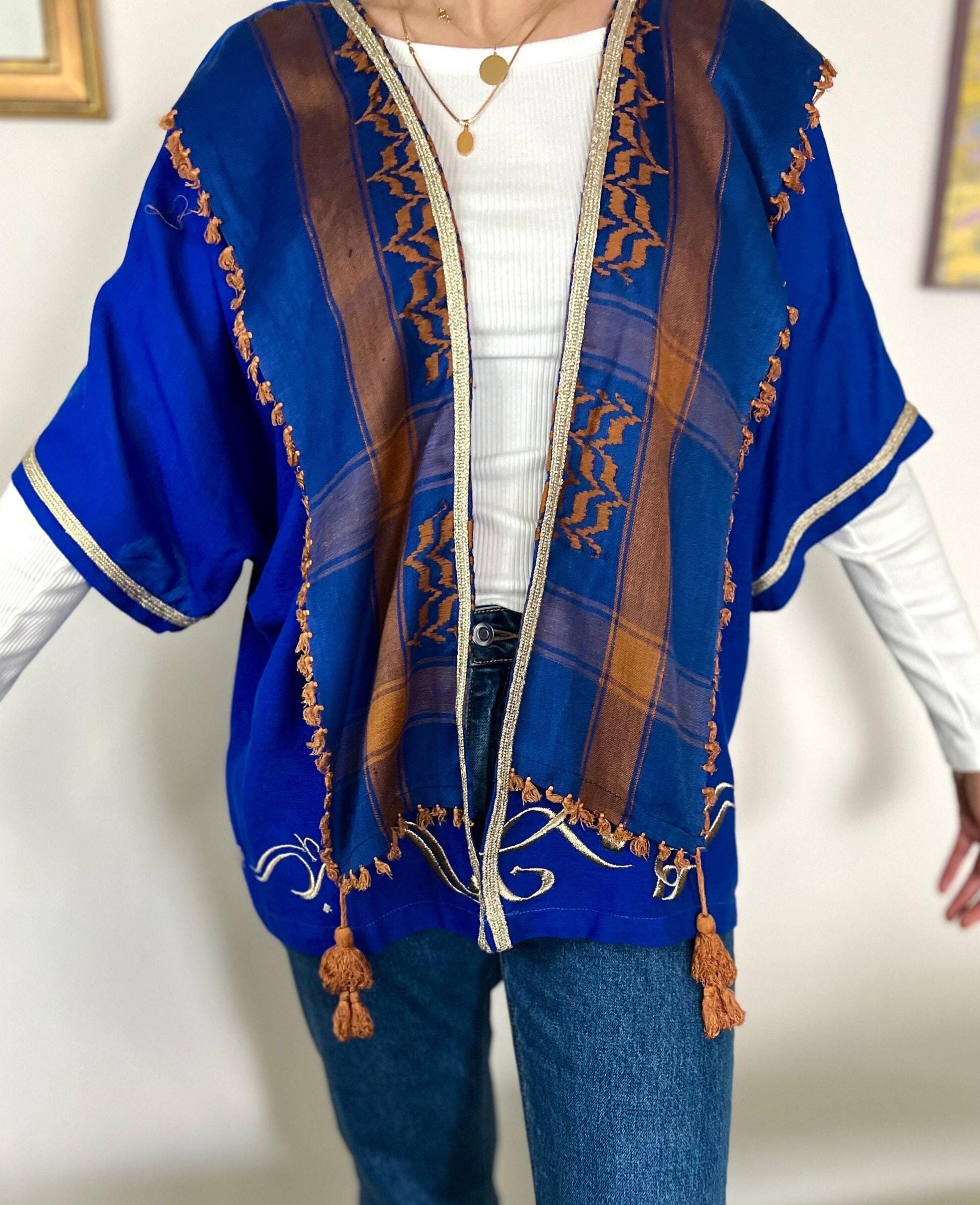 Blue Gilet Waistcoat Abaya Jacket Kimono Poncho Tunic Robe Coat Cloak ...