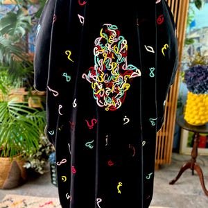 Letras árabes color Marruecos bordado arte caligrafía Irak Dubai Abaya vestido largo chaqueta caftán bata kimono capa Thobe | Lino hecho a mano