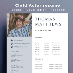 Child Actor Resume Template Canva Child Acting resume format for auditions theatre Child Theatre resume Kid Actor Acting CV actress resume