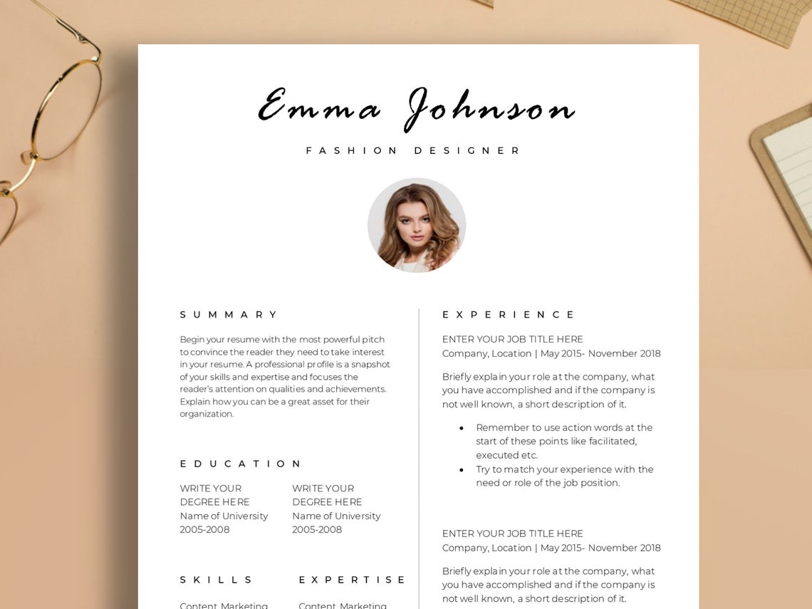 Collage Resume template CV template Modern with photo Etsy