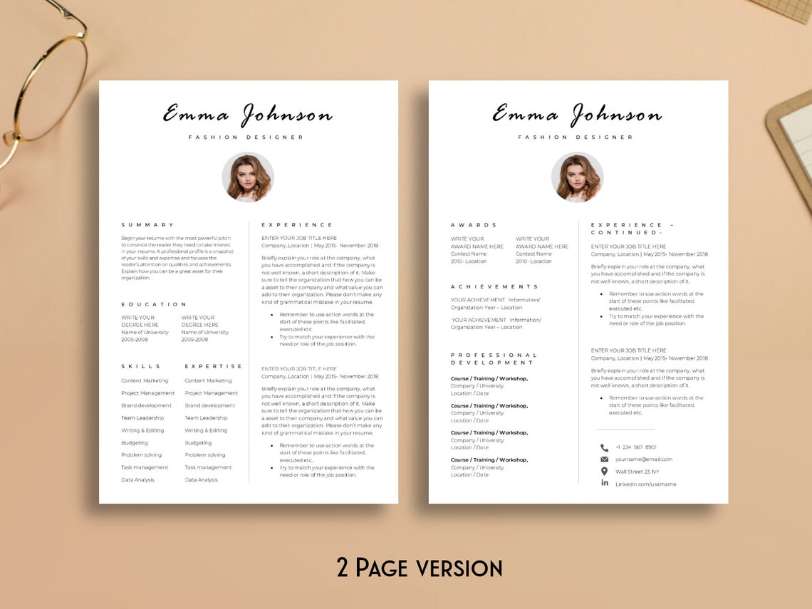 Collage Resume template CV template Modern with photo Etsy