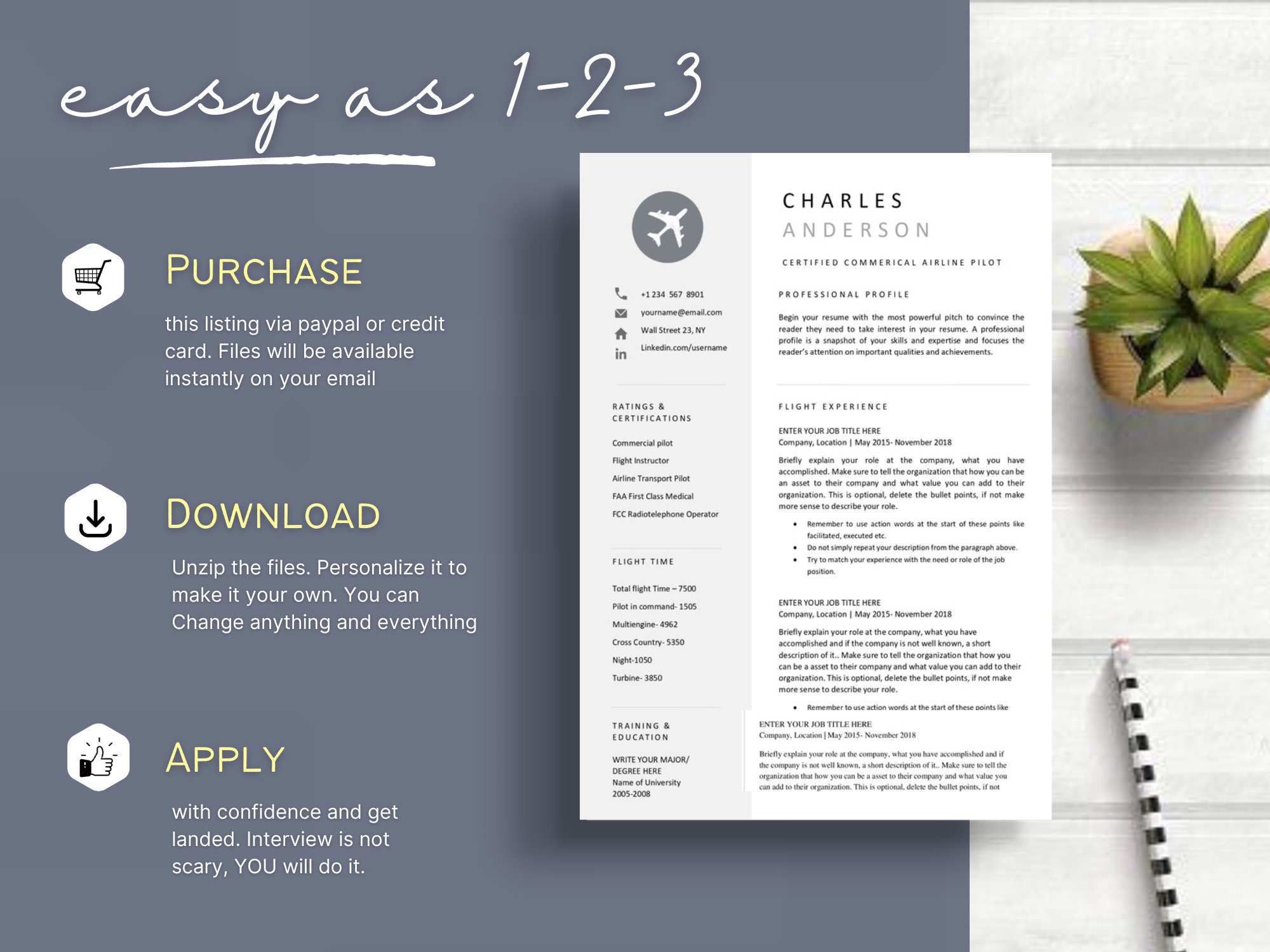 Airline Pilot Resume Template Word Professional Commercial Pilot Cv