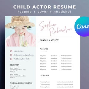 Child Actor Resume Template Canva Child Acting resume format for auditions theatre Child Theatre resume Kid Actor Acting CV actress resume