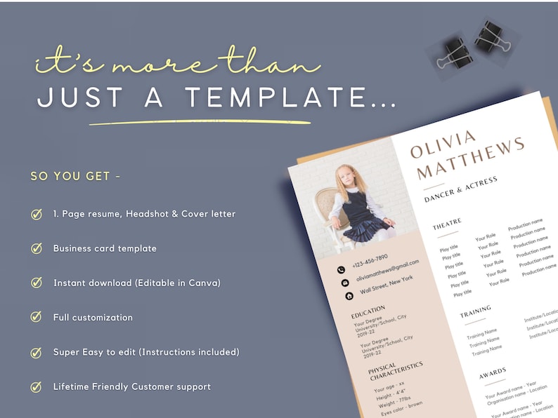 Child Actor Resume Template Canva - Il 794xN.5092488587 H6jh 