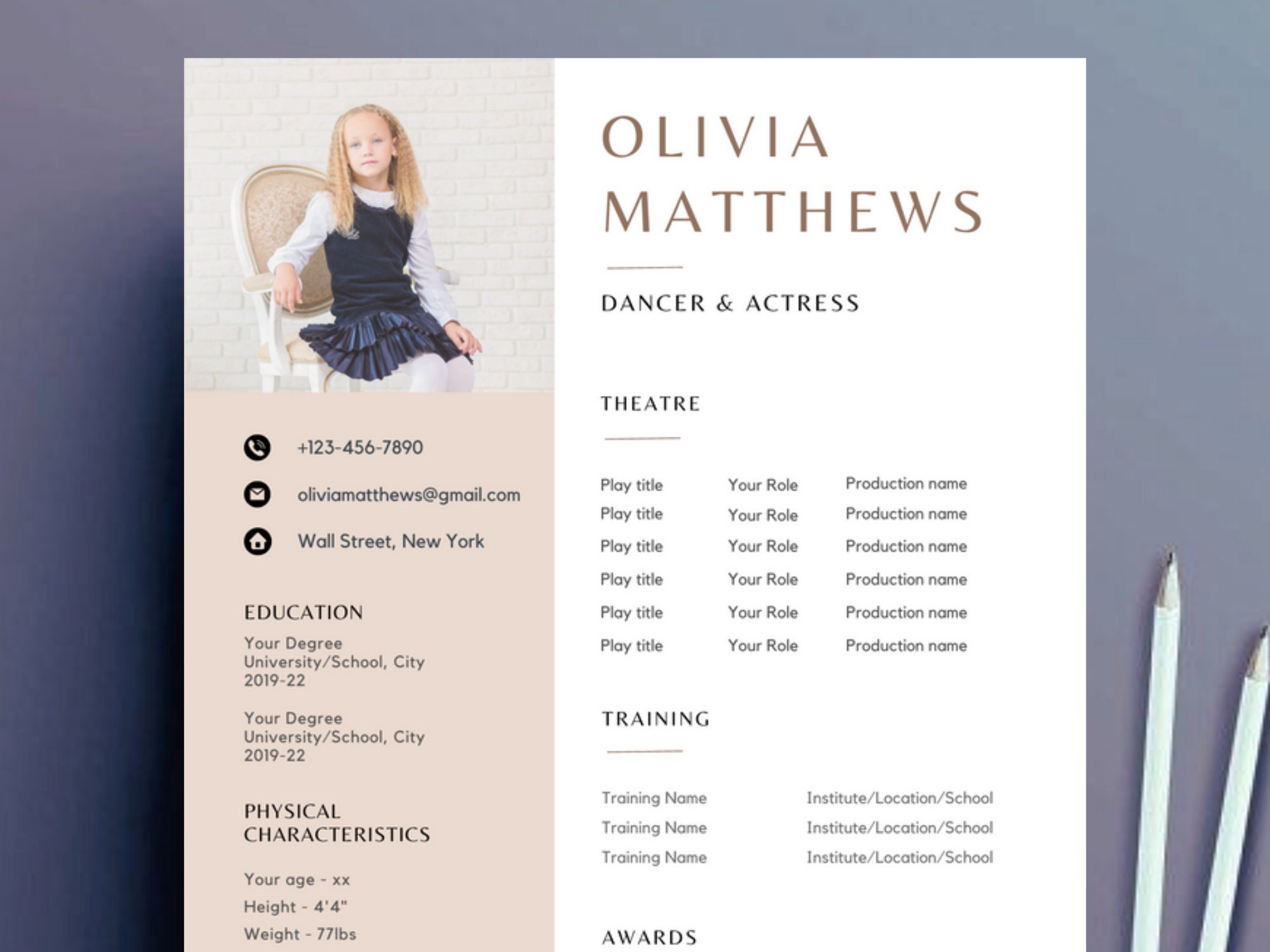 Child Actor Resume Template CANVA Child Acting Resume for Auditions Child Actor Resume Template CANVA Child Acting Resume for Auditions