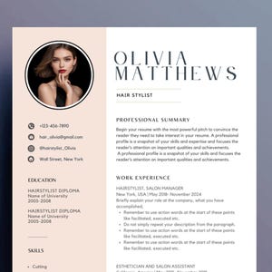 Esthetician Resume Template | Makeup Artist resume, Cosmetologist resume, Nail artist resume  Hair Stylist CV | Editable Canva Beauty Resume