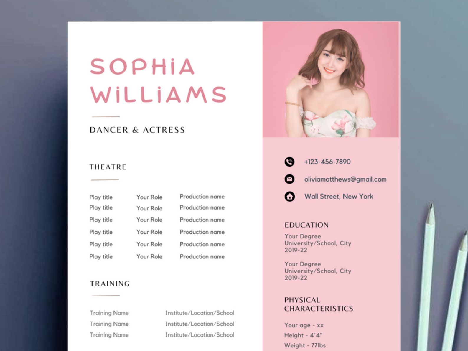 Child Actor Resume Template CANVA Child Acting Resume for Auditions ...
