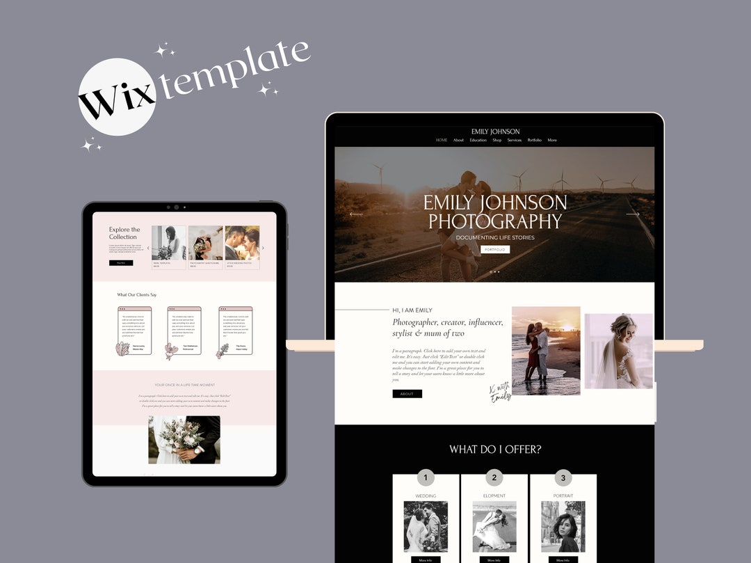 Wix Photography Template Photographer Wix Theme Photography site Template WIX, Wedding